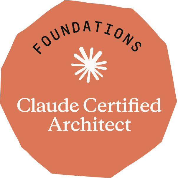 Claude Certified Architect (Foundations) badge from Anthropic